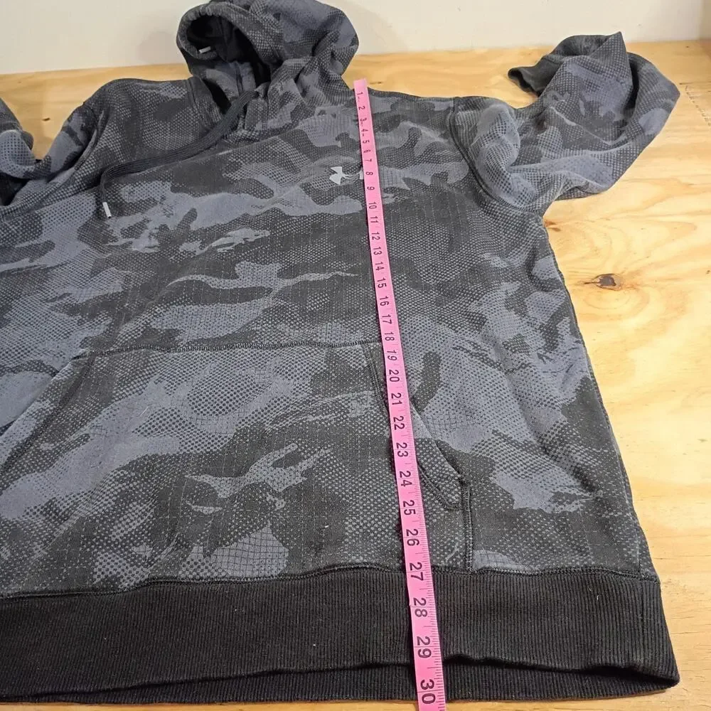 Under Armour ColdGear Hoodie Mens XXL Fitted Black Gray Camo Pullover 1311238